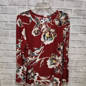 Chico's Red Floral Blouse